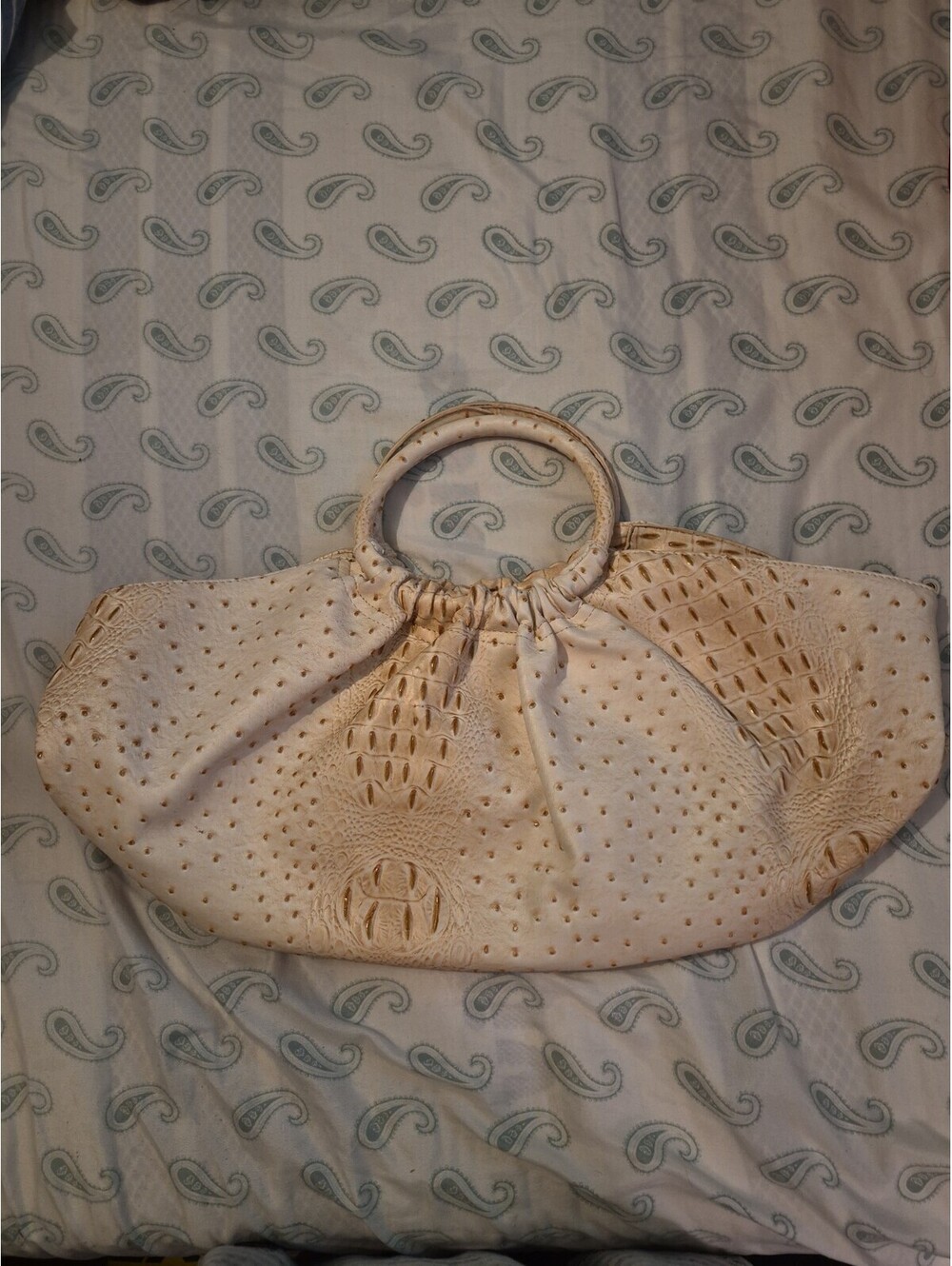 Cato Cream Studded Hobo Shoulder Bag Faux Leather Slouchy Handbag